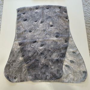 Beautiful Gray Ombré Shear Peacock Feather Oblong Acrylic Scarf BNWOT